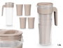 Leknes Set de 1 carafe et 4 verres Taupe 1,4L Plastique 14,5x25x10 cm (Set de 24)