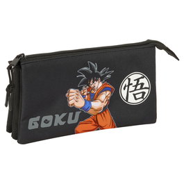 SAFTA Porte-tout Triple Thème Dragon Ball - 22x3x12 cm avec 3 compartiments à fermeture éclair et poche intérieure centrale