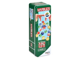 Cayro - Boîte en métal pour billes en bois FSC - Contient 1 pont en bois, 20 billes, 1 sac en tissu - À partir de 2 ans - Langues : ES, EN, FR, IT, PT, DE, NL