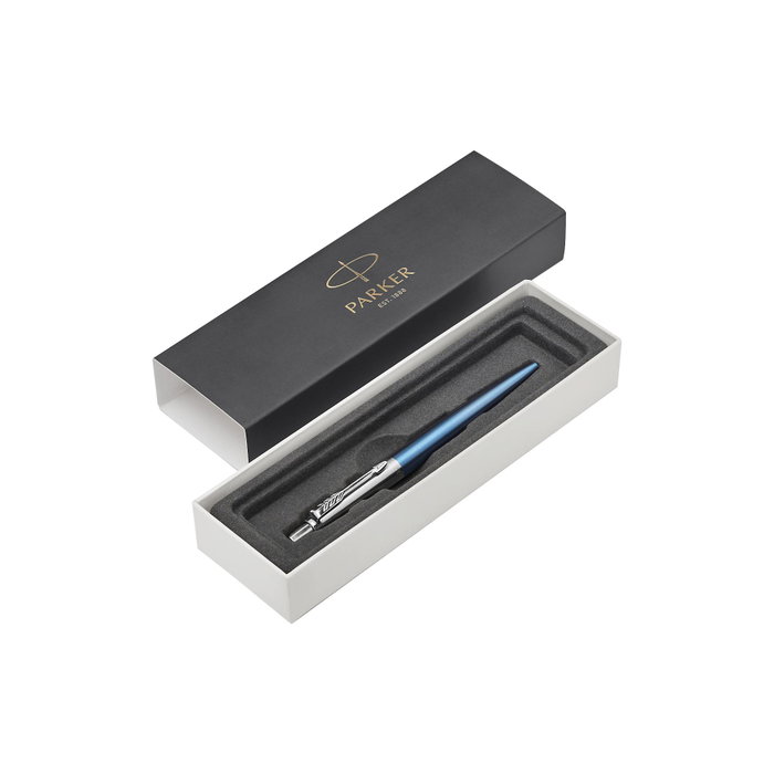 Parker Jotter Waterloo Blue CT Stylo à bille M Argent / Bleu