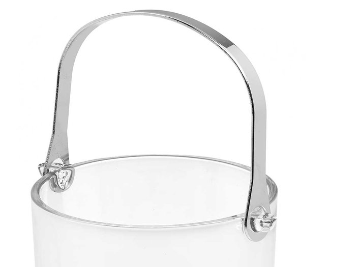 Vivalto Cubitera 800ml avec anse pince métal, verre transparent, dimensions 15x13x15 cm (Set de 12)