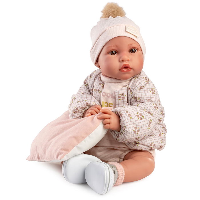 Muñecas Antonio Juan Poupée interactive nouveau-né Erika Bomber 42 cm - Vêtue bomber, parle 6 langues (anglais, français, allemand, italien, portugais, espagnol)