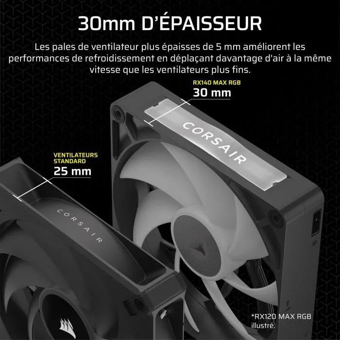 Corsair Kit de démarrage ventilateurs iCUE LINK RX140 RGB Max Single Fan Corsair Kit de démarrage ventilateurs iCUE LINK RX140 RGB Max Single Fan