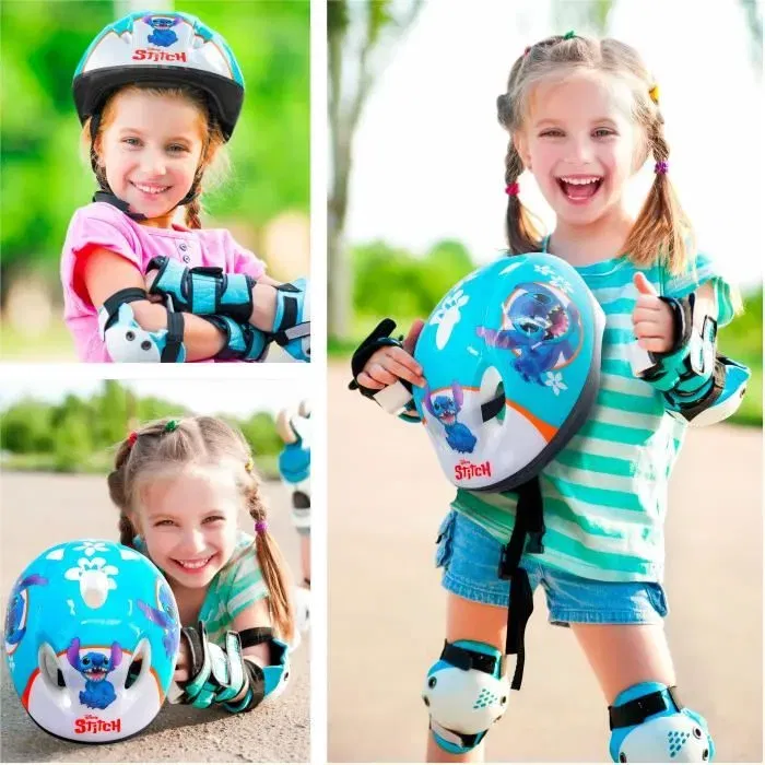 Disney Casque de Sport Stitch - Cycle, Roller, Skate, Taille S (Tour de Tête 53-56 cm Réglable), Aérations, Mousses de Confort Intérieur