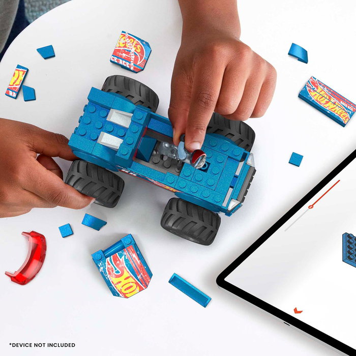 MEGA BLOKS - Hot Wheels Monster Truck Race Ace - Ensemble de construction avec fonction de crash et figurine conducteur - Hmm49 Mega Construx