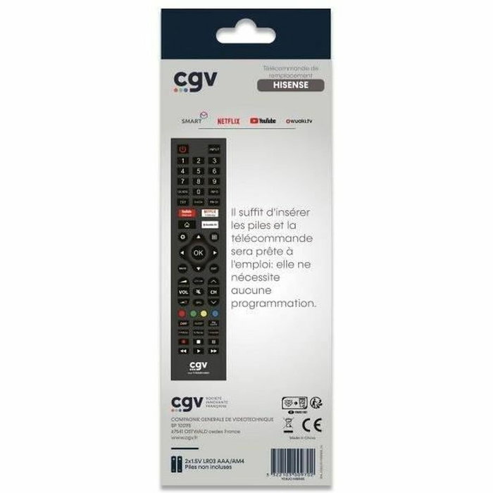 CGV Télécommande de remplacement FIDELIO Hisense pour TV et SmartTV Hisense CGV Télécommande de remplacement FIDELIO Hisense pour TV et SmartTV Hisense