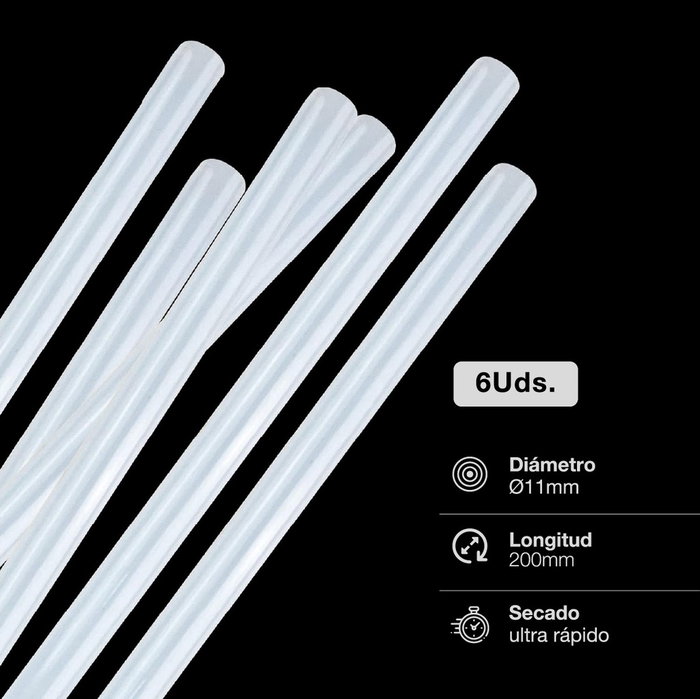Hantums Sac de 6 bâtons de silicone transparente Ø11
