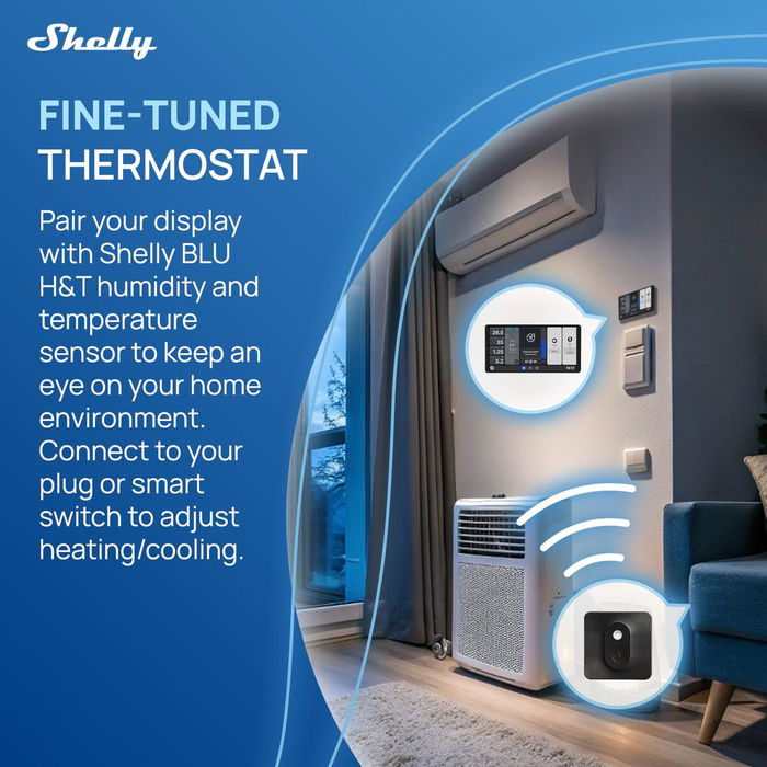 Panneau de contrôle Shelly WALL DISPLAY X2(BL)+BLUHT(BLK)