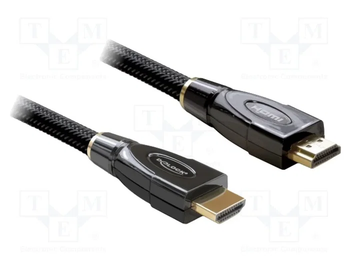 DELOCK Câble HDMI Haute Vitesse 5m Noir Textile DELOCK Câble HDMI Haute Vitesse 5m Noir Textile