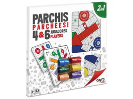 Cayro - Jeu de plateau Parchís et Oca 4 et 6 en bois avec accessoires - Plateau réversible - 40 x 40 cm