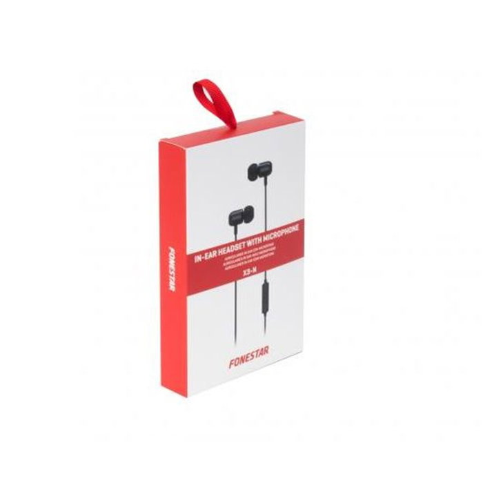 Fonestar X3 - N Écouteurs Intra-auriculaires avec Microphone, Aluminium, Câble Anti-nœuds, Jack 3,5 mm, Noir