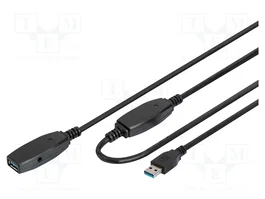 DIGITUS Répéteur USB 3.0, USB A socle vers USB A prise, 15m, noir