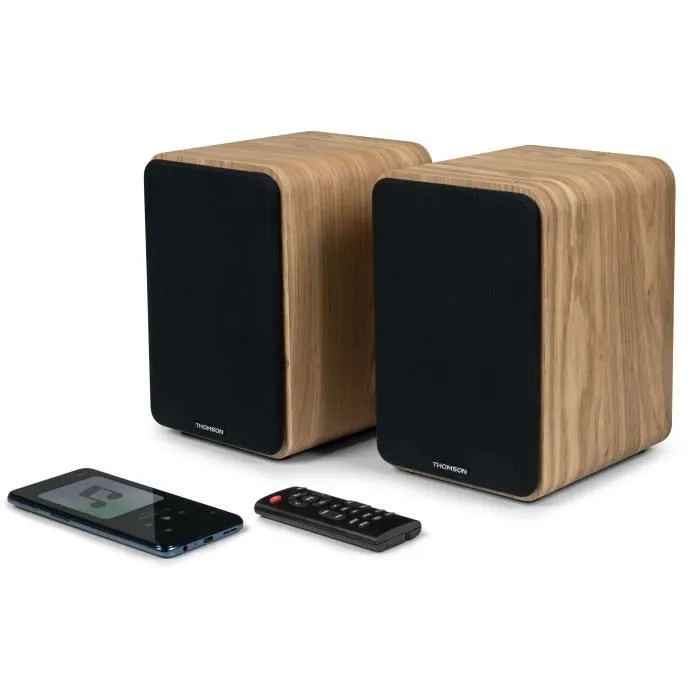 Thomson WS602DUO Ensemble 2 Enceintes avec Caisson Bois 100W Bluetooth 5.0 Sorties RCA Bois Clair Thomson WS602DUO Ensemble 2 Enceintes avec Caisson Bois 100W Bluetooth 5.0 Sorties RCA Bois Clair