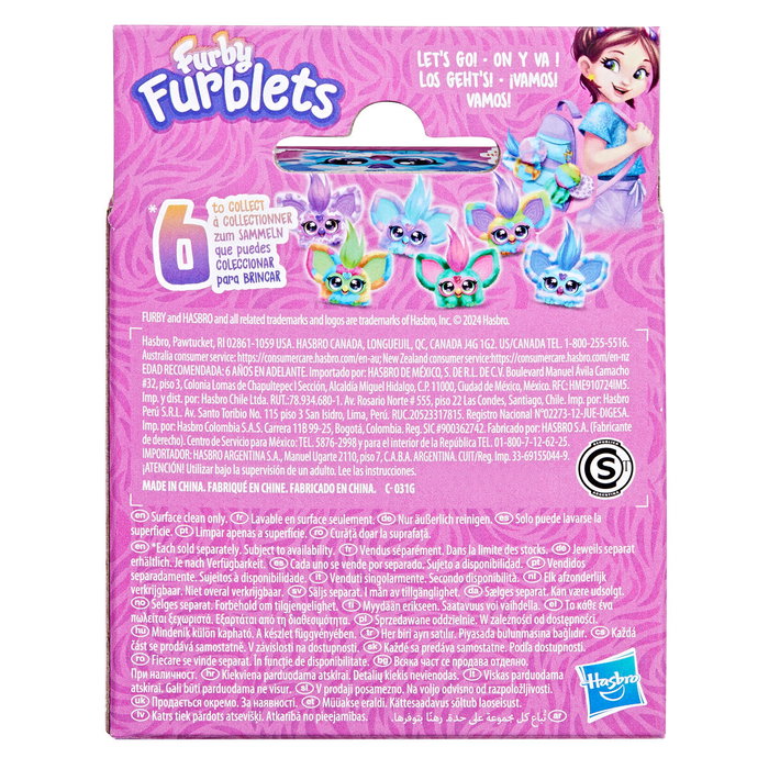 Hasbro Mini Furby Ooh Koo Furblet - Jouet interactif 10 cm avec sons, musique et phrases en Furbish