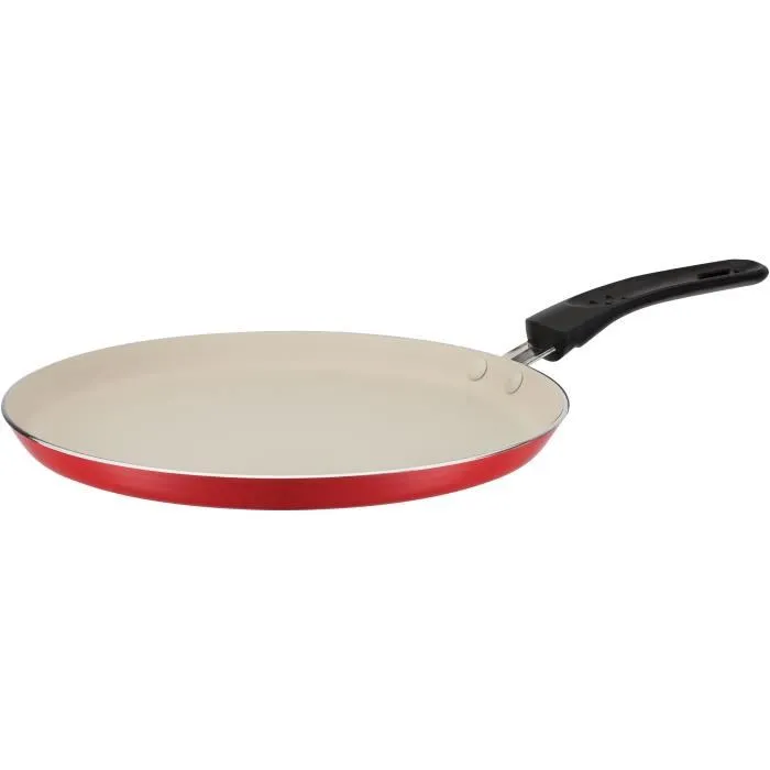 GSW - 456715 - Crêpière avec étaleur en aluminium 26 cm, extérieur rouge siliconé, compatible tous feux dont induction GSW - 456715 - Crêpière avec étaleur en aluminium 26 cm, extérieur rouge siliconé, compatible tous feux dont induction