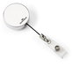 Durable Enrouleur de badge chromé avec lanière à bouton-pression et clip métal, diamètre 40 mm, longueur 80 cm