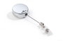 Durable Enrouleur de badge chromé avec lanière à bouton-pression et clip métal, diamètre 40 mm, longueur 80 cm