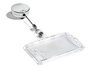 Durable Enrouleur de badge chromé avec lanière à bouton-pression et clip métal, diamètre 40 mm, longueur 80 cm