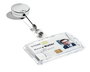 Durable Enrouleur de badge chromé avec lanière à bouton-pression et clip métal, diamètre 40 mm, longueur 80 cm