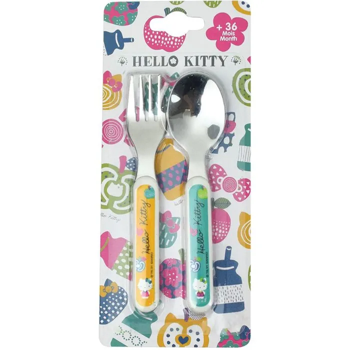 Fun House Lot de Vaisselle Enfant Hello Kitty - 16 Pièces Incluant Assiettes, Verre, Gourde, Boîte à Goûter et Couverts - Lavable au Lave-Vaisselle