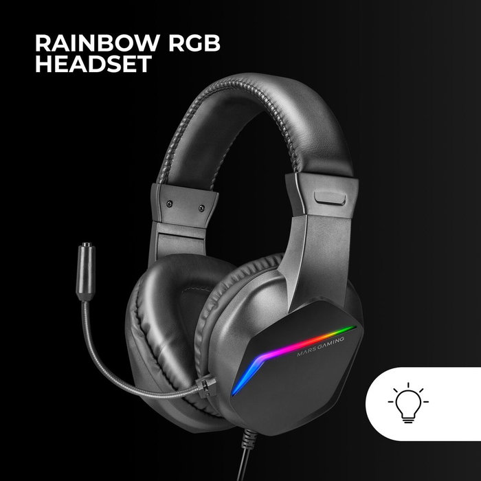 clavier et souris Mars Gaming MCPRGB3ES Noir Multicouleur Espagnol Qwerty (4 Unités)