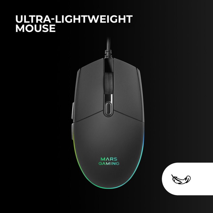 clavier et souris Mars Gaming MCPRGB3ES Noir Multicouleur Espagnol Qwerty (4 Unités)