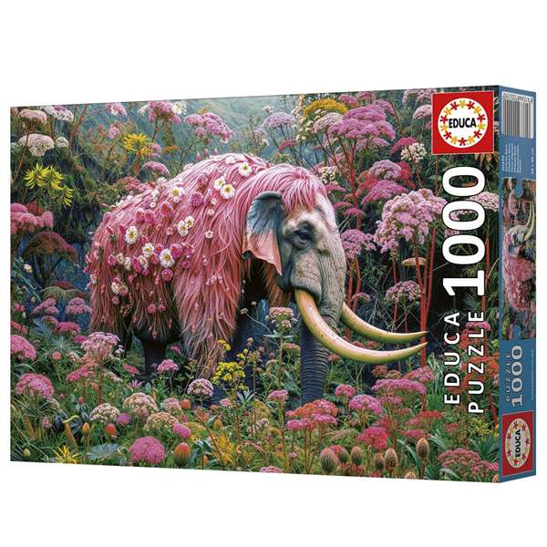 Educa Puzzle 1000 pièces - Éléphant Floral, Jeu de patience, Âge 10 ans minimum, Colle incluse, Multilingue (Français, Espagnol, Anglais, Portugais)
