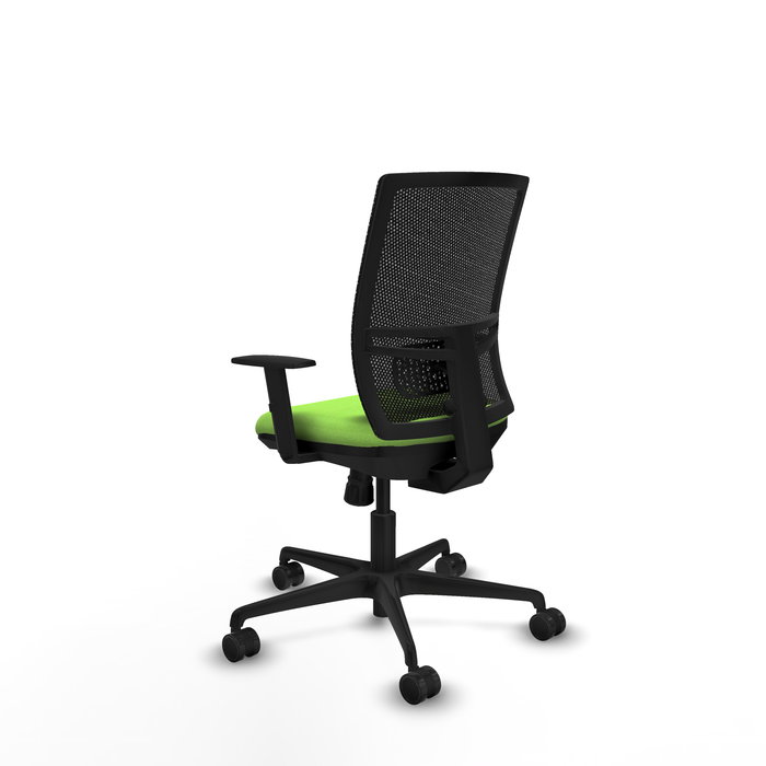 Chaise Yunquera Synchro 4 positions tissu Vert pistache Maille Noir Base en nylon noir Accoudoir 1D Sans appui-tête Roulettes 65mm nylon