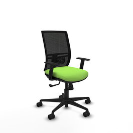Chaise Yunquera Synchro 4 positions tissu Vert pistache Maille Noir Base en nylon noir Accoudoir 1D Sans appui-tête Roulettes 65mm nylon