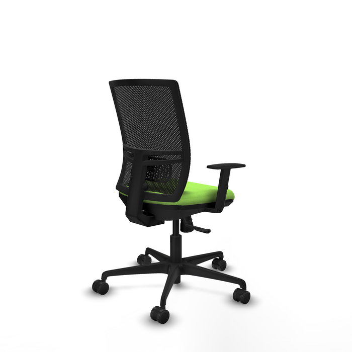 Chaise Yunquera Synchro 4 positions tissu Vert pistache Maille Noir Base en nylon noir Accoudoir 1D Sans appui-tête Roulettes 65mm nylon