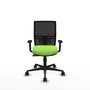 Chaise Yunquera Synchro 4 positions tissu Vert pistache Maille Noir Base en nylon noir Accoudoir 1D Sans appui-tête Roulettes 65mm nylon