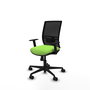 Chaise Yunquera Synchro 4 positions tissu Vert pistache Maille Noir Base en nylon noir Accoudoir 1D Sans appui-tête Roulettes 65mm nylon