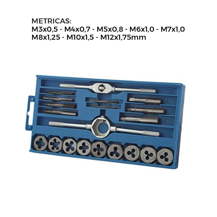 Benson Jeu de Filieres 20 Pieces - Kit Repassage de Filetages M3 a M12 Benson Jeu de Filieres 20 Pieces - Kit Repassage de Filetages M3 a M12