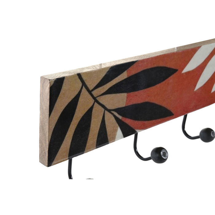 Portemanteau DKD Home Decor Multicouleur Fer Bois de manguier Tropical Feuille d'une plante Laqué 38 x 5 x 18 cm (2 Unités)