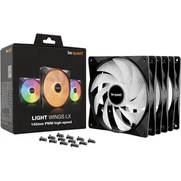 Be Quiet! Light Wings LX BL130 - Pack de 3 Ventilateurs Boîtier 140 mm PWM Hautes Performances avec Éclairage ARGB, 9 Pales, Silencieux