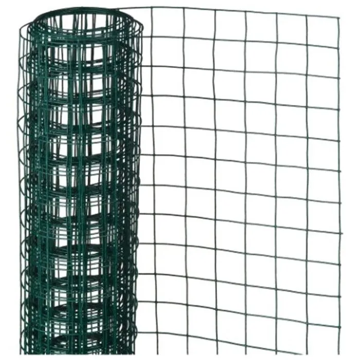 Nature Grillage soudé maille carrée galvanisé plastifié, vert, maille 6.4 mm, dimensions 0.5 m x 3 m