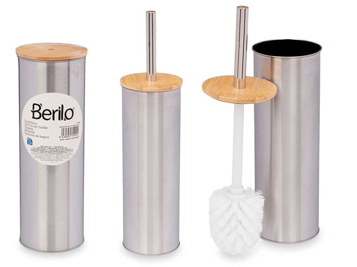 Berilo Escobillero en Acier avec Couvercle Bambou 9.5x27.5x9.5 cm (Set de 6) Berilo Escobillero en Acier avec Couvercle Bambou 9.5x27.5x9.5 cm (Set de 6)