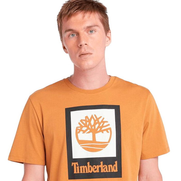 T-shirt à manches courtes homme Timberland Stack Logo Colored Short Sleeve Orange 6 ans