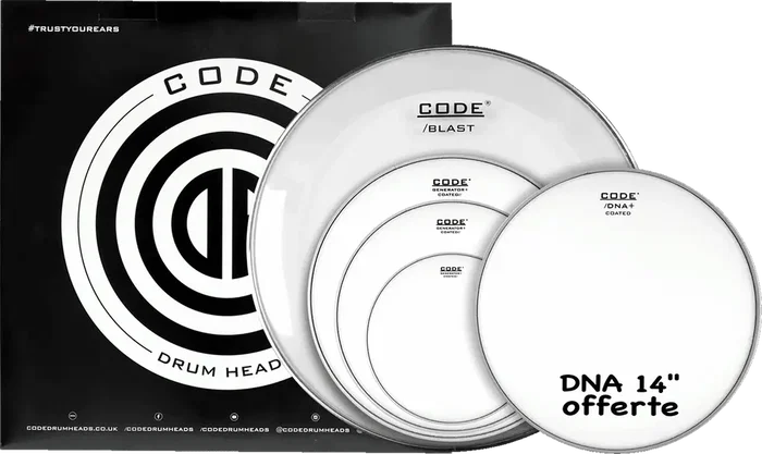 CODE Full Pack Coated Rock / American Fusion Batterie 10, 12, 16, 22" + Caisse Claire Dna 14" CODE Full Pack Coated Rock / American Fusion Batterie 10, 12, 16, 22" + Caisse Claire Dna 14"