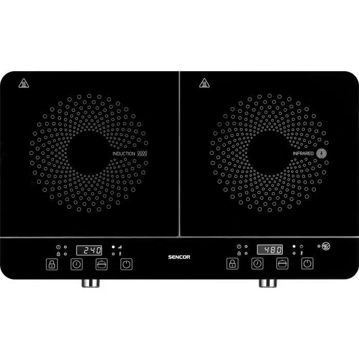 Sencor SCP 4001BK Plaque de cuisson à induction et radiante, 2 foyers, Noir Sencor SCP 4001BK Plaque de cuisson à induction et radiante, 2 foyers, Noir