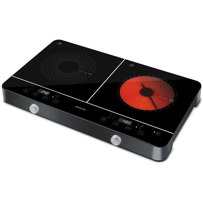 Sencor SCP 4001BK Plaque de cuisson à induction et radiante, 2 foyers, Noir Sencor SCP 4001BK Plaque de cuisson à induction et radiante, 2 foyers, Noir