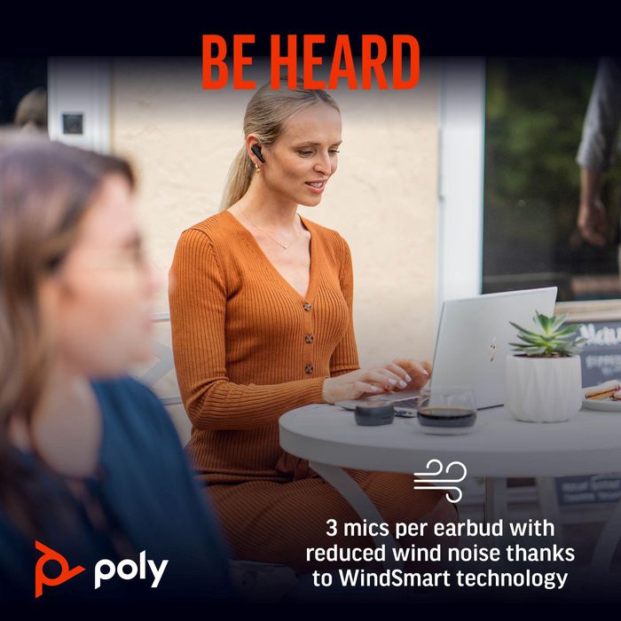Poly Voyager Free 60 UC Écouteurs Bluetooth ANC Noir Charbon avec Adaptateur USB-C BT700 et Étui de Charge