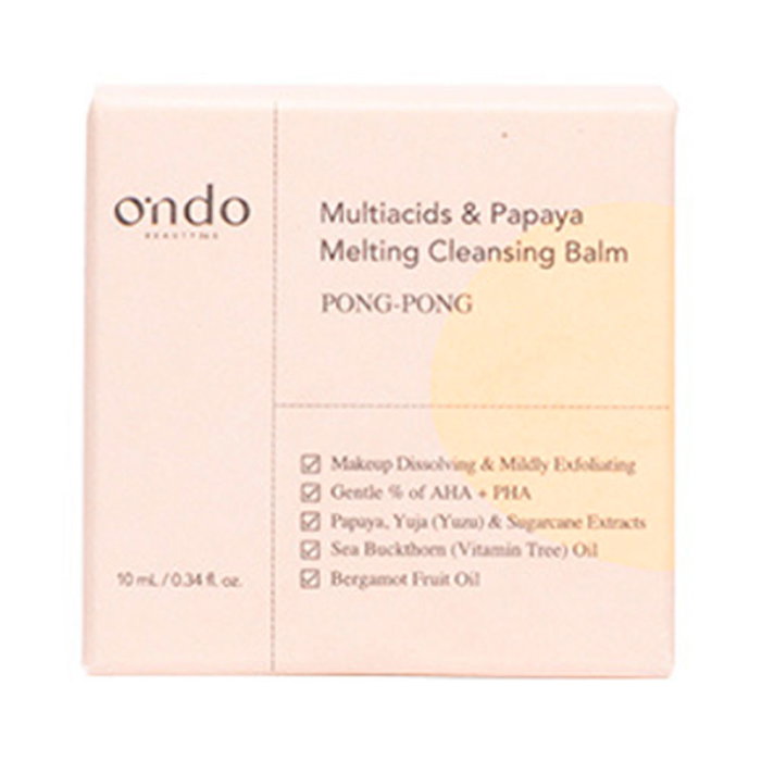 Ondo Beauty 36.5 Baume Nettoyant MULTIACIDES & PAPAYE 10 ml - Demaquillage Vegan, AHA/PHA, Yuzu, Exfoliant Doux