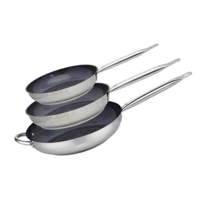 Elo Set de 3 Poêles à Induction Professional Inox 18/10 ELODUR Ø 24 cm 28 cm 32 cm - Sans PFAS Elo Set de 3 Poêles à Induction Professional Inox 18/10 ELODUR Ø 24 cm 28 cm 32 cm - Sans PFAS
