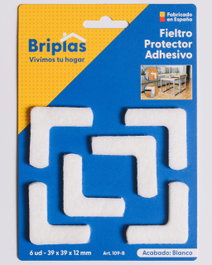 BRIPLAS Lot de 6 patins en feutre adhésif équerre 39x39x12 mm blanc