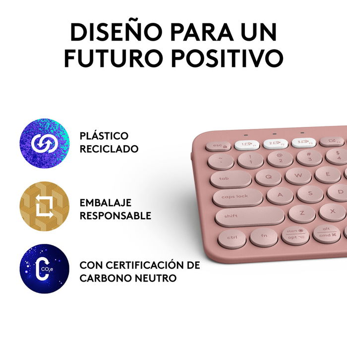 Clavier sans fil Logitech K380s Rose Espagnol Qwerty
