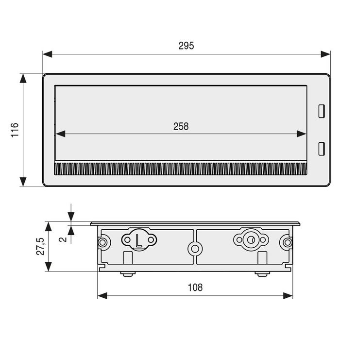 HERRAJES ALK Passe-câble avec couvercle amortisseur 2xUSB Argent