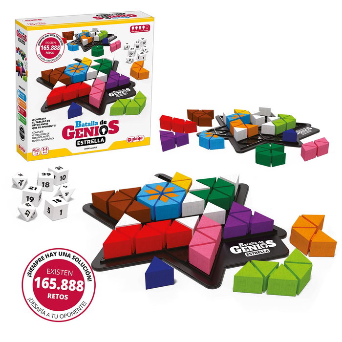Lúdilo - Jeu Batalla De Genios Estrella 80955 - Puzzle de réflexion en bois - À partir de 8 ans - Version portugais et espagnol