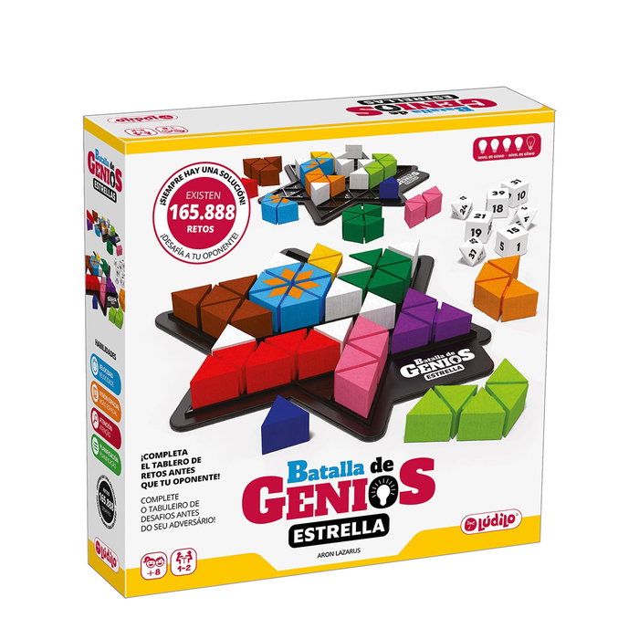 Lúdilo - Jeu Batalla De Genios Estrella 80955 - Puzzle de réflexion en bois - À partir de 8 ans - Version portugais et espagnol