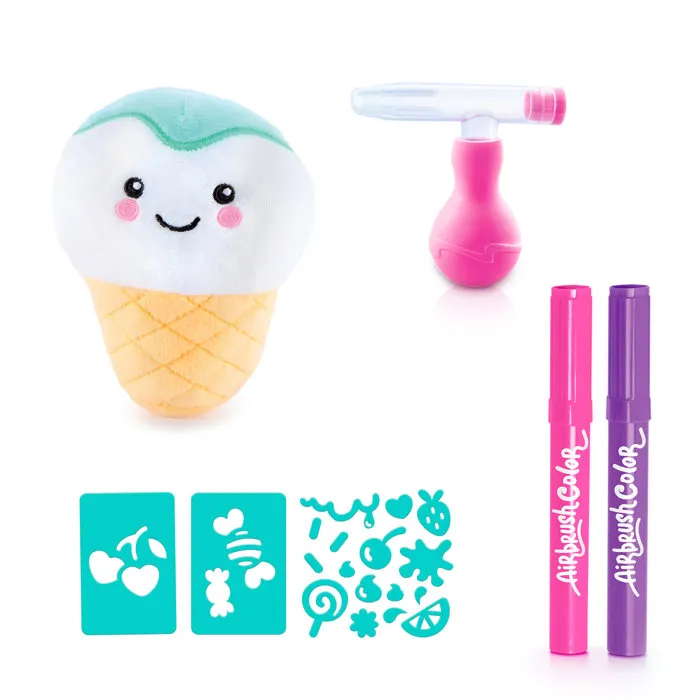 Canal Toys Peluche AIR 071 à décorer avec feutres parfumés et pochoirs - Airbrush Plush - Mini peluche Food'tastic - Dès 6 ans